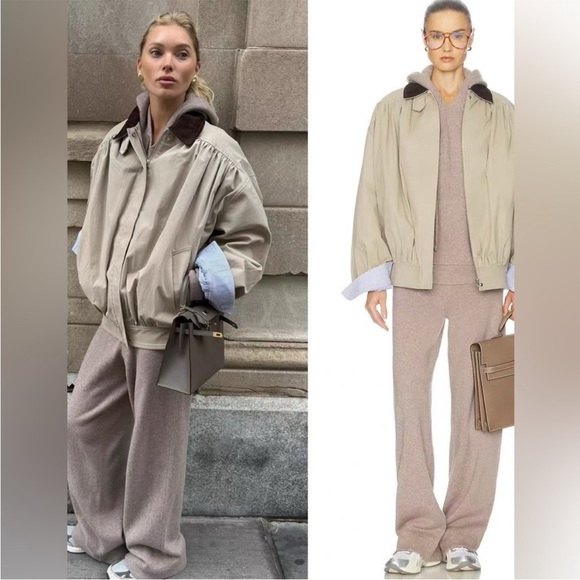 Helsa NWOT The Shirred Bomber Jacket With Corduroy Collar - Picture 12 of 15